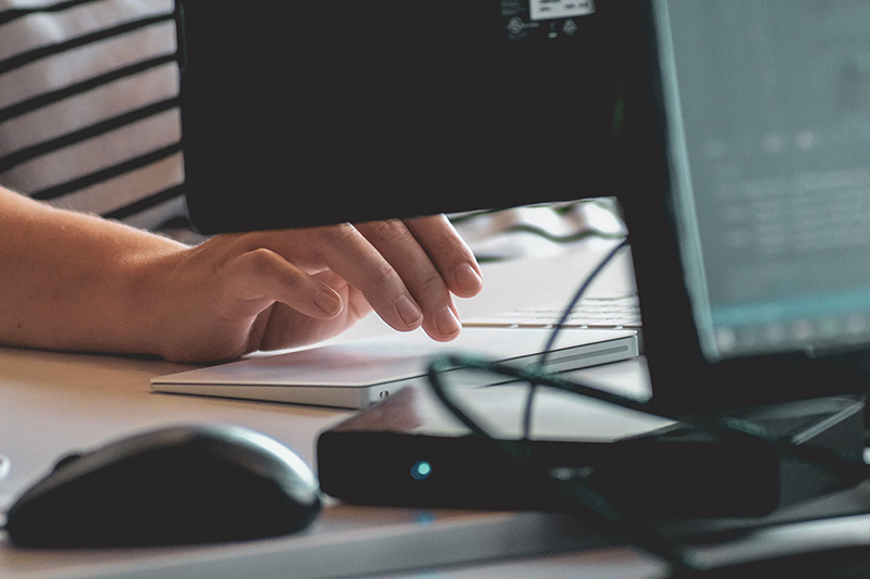 A person at the computer
